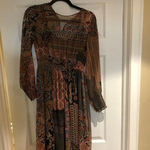 Zara Patchwork Patterned Midi Dress (M)
